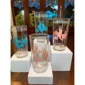 Vintage Hazel Atlas MCM Rooster Juice Glasses.